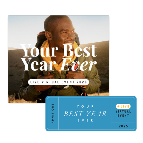 Image promoting Your Best Year Ever Live 2026 event with details for a live virtual experience.