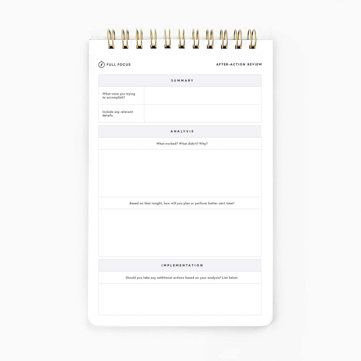 After action review desk tool full focus